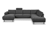 Divano angolare moderno U-Sofa in tessuto antracite - destro - 310x197x142 cm - Aniko