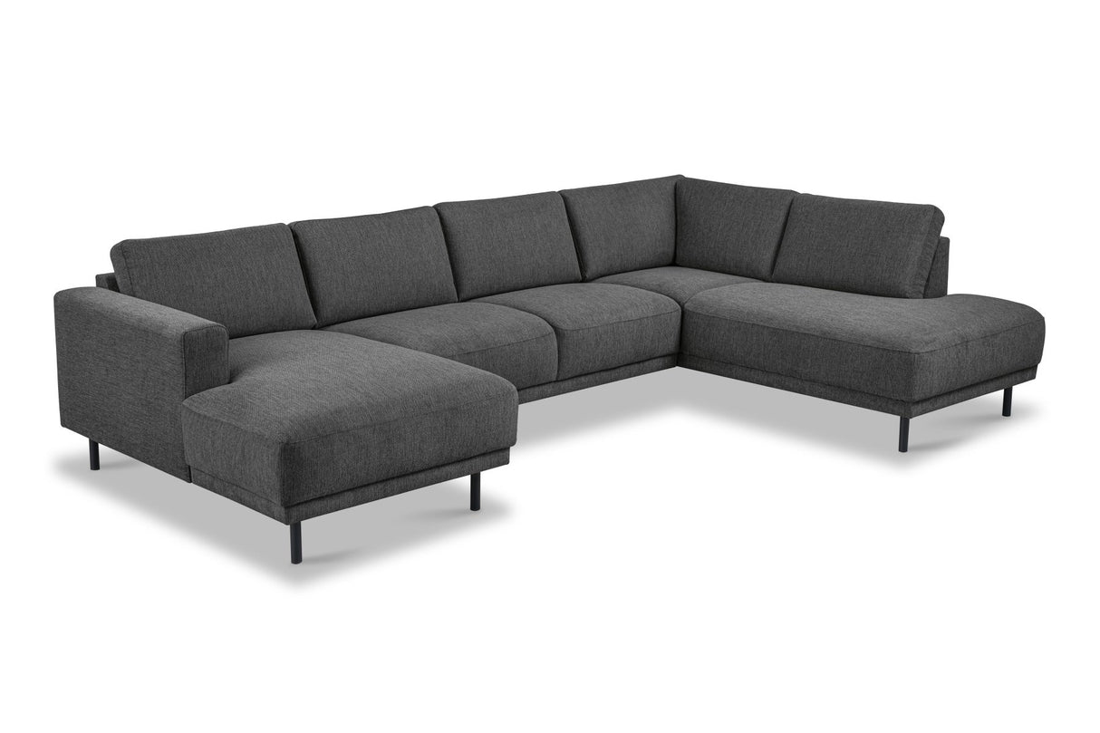 Divano angolare moderno U-Sofa in tessuto antracite - destro - 310x197x142 cm - Aniko