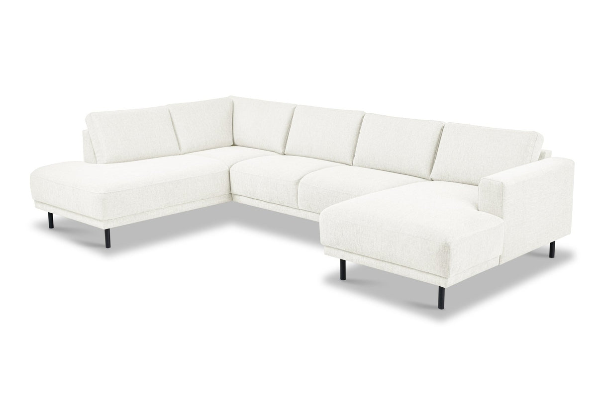 Divano angolare moderno U-Sofa in tessuto beige - Destra - 310x197x142 cm - Aniko
