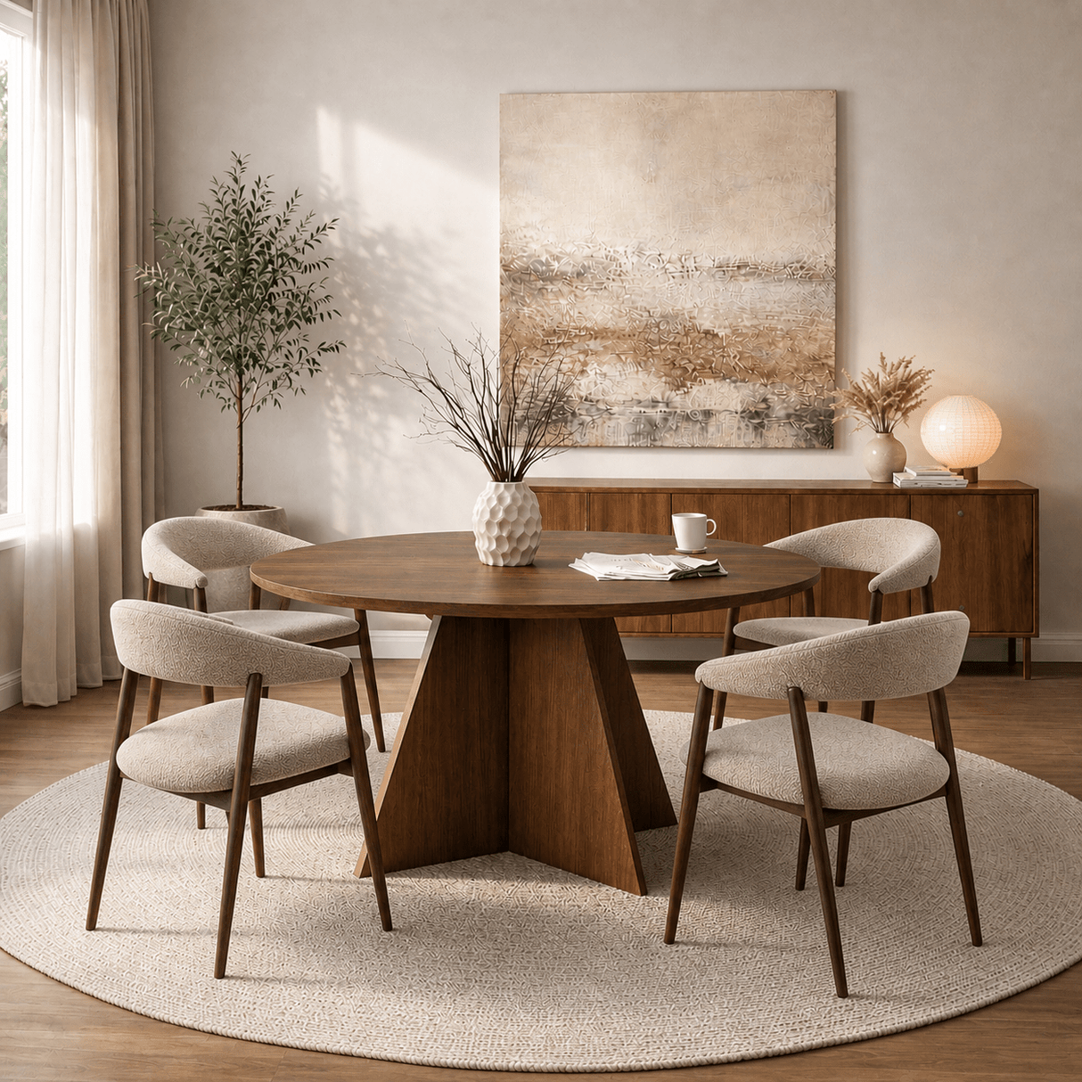 Tavolo da pranzo rotondo Noce Mary - 125 cm