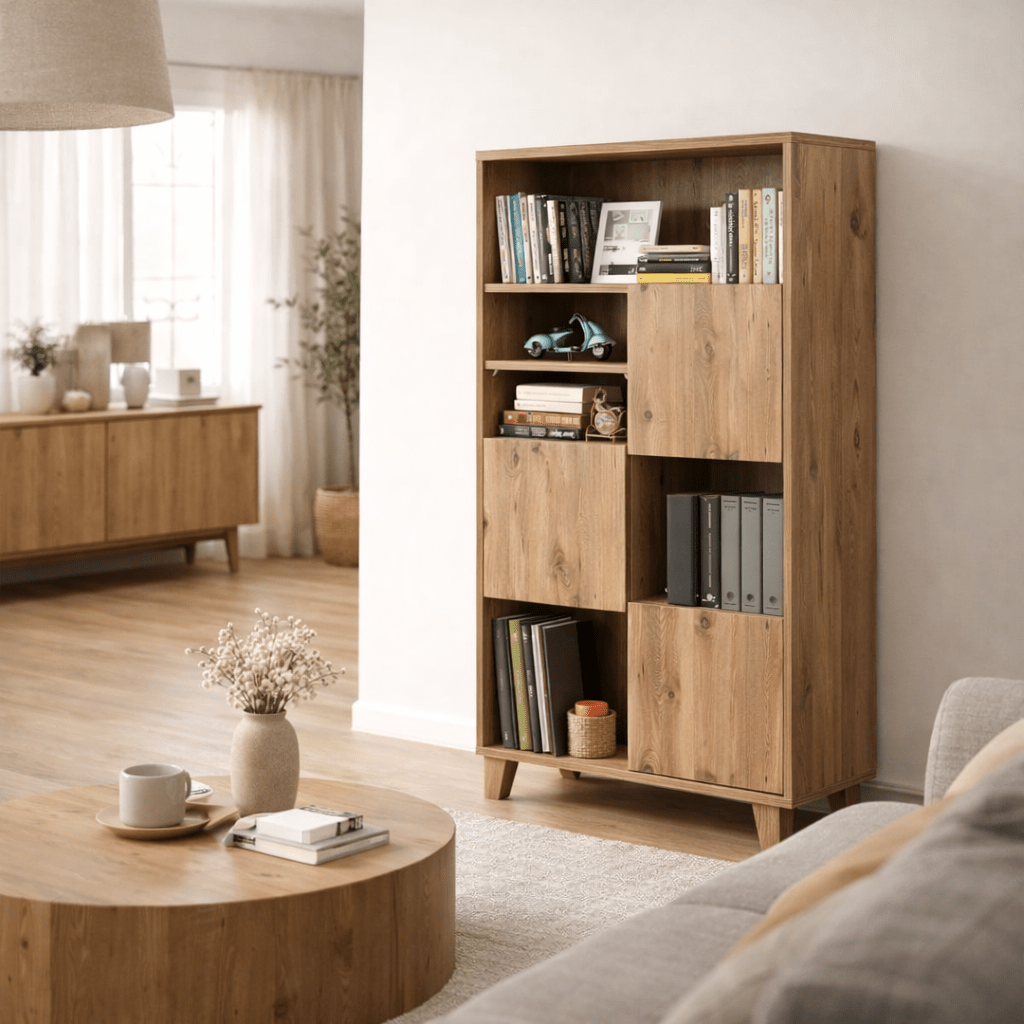 Boekenkasten - Boekenkast Marina Flora Atlantisch Dennenhout Melamine 80x155x36 cm - Dimehouse