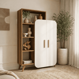 Libreria scandinava melaminico bianco noce Form 90x132x32 cm