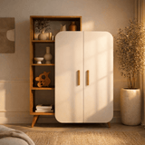 Libreria scandinava melaminico bianco noce Form 90x132x32 cm