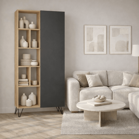 Libreria Jedda Rovere Antracite Melaminico 79x190x32 cm