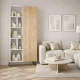 Boekenkasten - Boekenkast Jedda Wit Eik Melamine 79x190x32 cm - Dimehouse