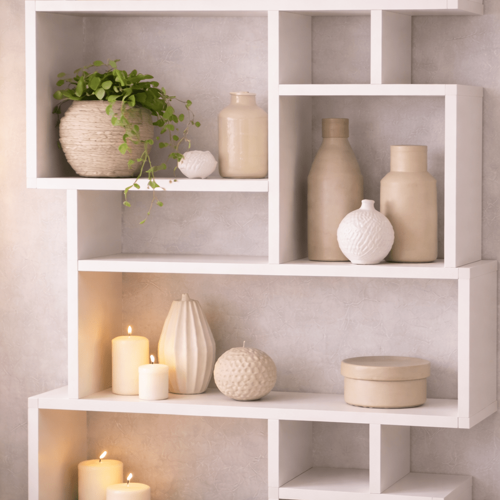 Boekenkasten - Asymmetrische boekenkast wit melamine Karmato 96x168,5x25,5 cm - Dimehouse