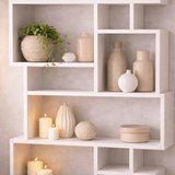 Boekenkasten - Asymmetrische boekenkast wit melamine Karmato 96x168,5x25,5 cm - Dimehouse