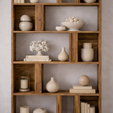 Boekenkasten - Asymmetrische boekenkast walnoot melamine Lima 90x180x20 cm - Dimehouse