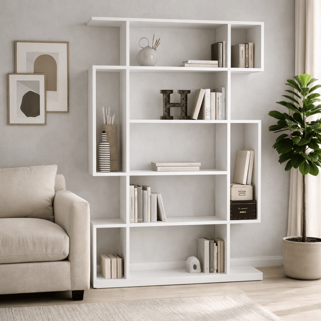 Boekenkasten - Boekenkast Mito Wit Melamine 110x161x25,5 cm - Dimehouse
