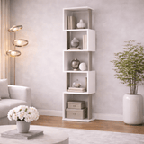 Libreria 5 scomparti a zig zag nobilitato bianco moka Piri 35x161x30 cm