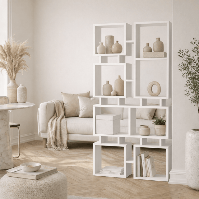 Boekenkasten - Boekenkast Rail Wit Melamine 79x166,5x24 cm - Dimehouse