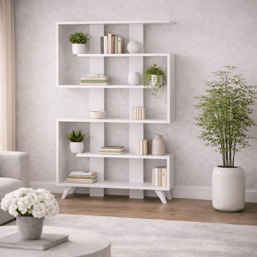 Libreria Rain Bianco Melaminico 120x162x20 cm