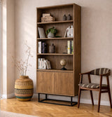 Boekenkasten - Boekenkast walnoot melamine Rea 80x182x36 cm - Dimehouse