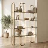 Boekenkasten - Boekenkast Sierra Geel Melamine 124x182x26 cm - Dimehouse