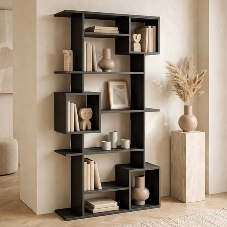Libreria asimmetrica melaminico antracite Soto 92x173x28 cm