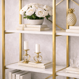 Boekenkasten - Boekenkast Valdis Marmer Wit Goud Melamine 170x175x30 cm - Dimehouse