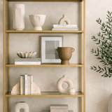 Libreria moderna chic Veneto vetro metallo oro 80x165x30 cm