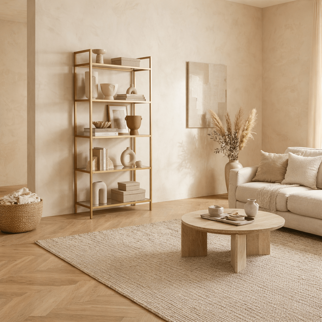 Libreria moderna chic Veneto vetro metallo oro 80x165x30 cm