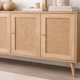 Dressoirs - Calvin Dressoir Rotan - Eikenlook met soft - close 180 cm Melamine - Dimehouse