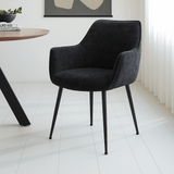 Sedia per sala da pranzo Tessuto Ciniglia Nero Sev - Con braccioli