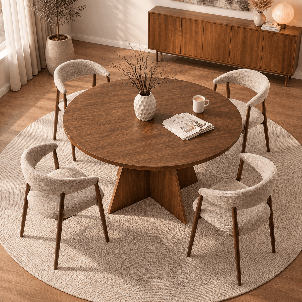 Tavolo da pranzo rotondo Noce Mary - 125 cm