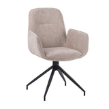 Set di 4 sedie da pranzo girevoli Nela Ciniglia Beige - Con braccioli