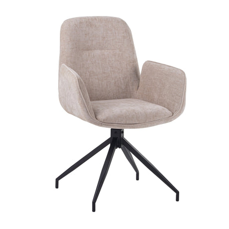 Sedia da pranzo girevole Nela Ciniglia Beige - Con braccioli