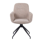 Set di 4 sedie da pranzo girevoli Nela Ciniglia Beige - Con braccioli