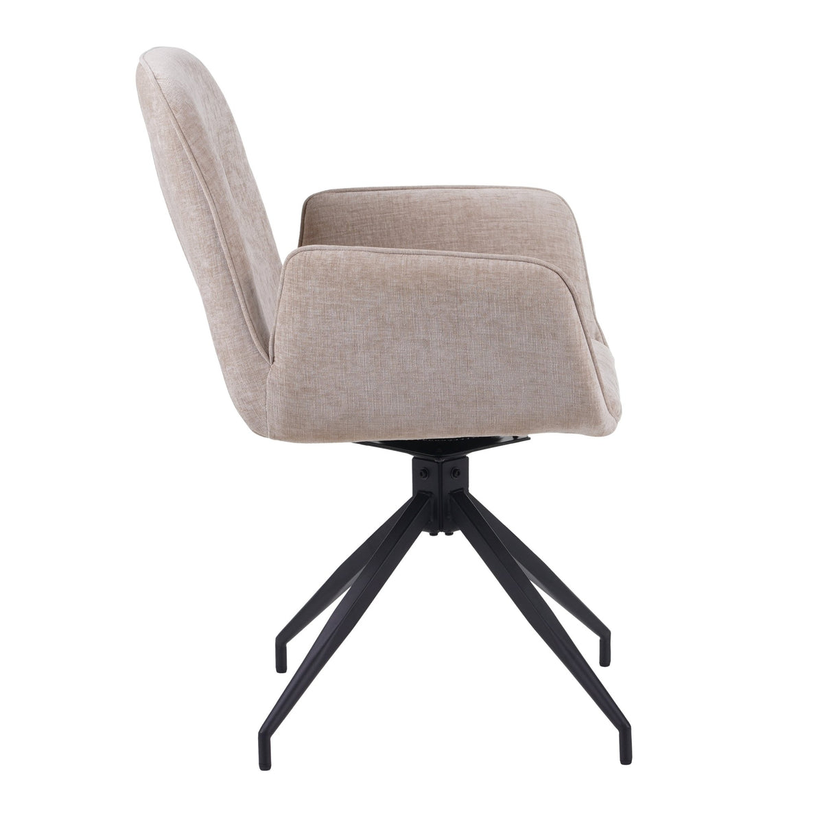 Set di 4 sedie da pranzo girevoli Nela Ciniglia Beige - Con braccioli