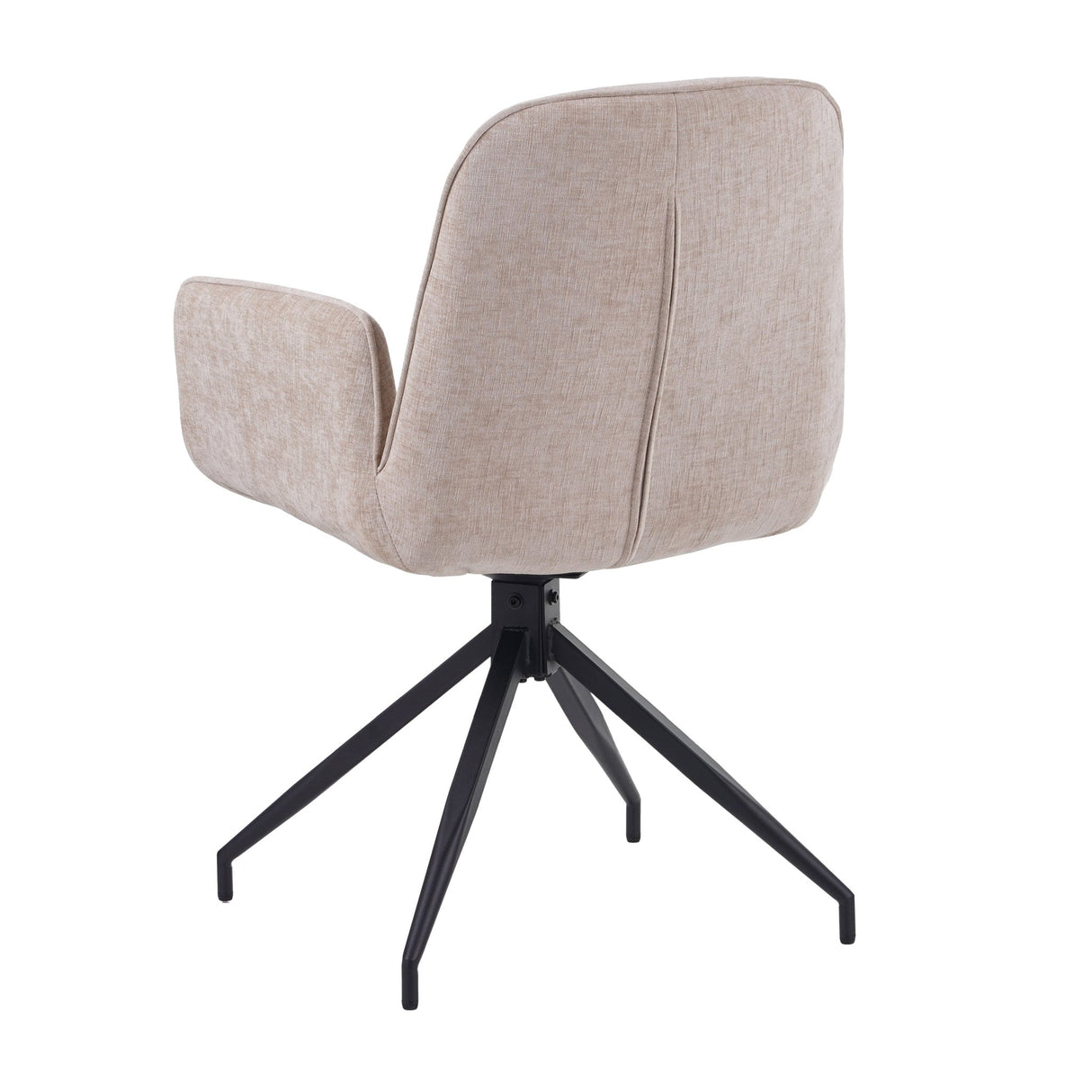 Set di 4 sedie da pranzo girevoli Nela Ciniglia Beige - Con braccioli