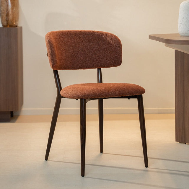 Eetkamerstoelen-Japandi Eetkamerstoel Yura Koper - Walnootlook Frame-Dimehouse