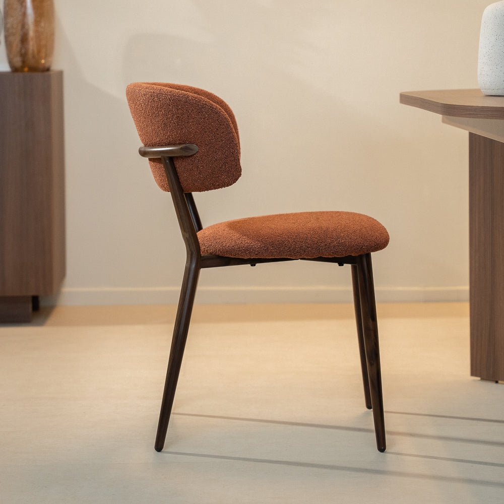 Eetkamerstoelen-Japandi Eetkamerstoel Yura Koper - Walnootlook Frame-Dimehouse