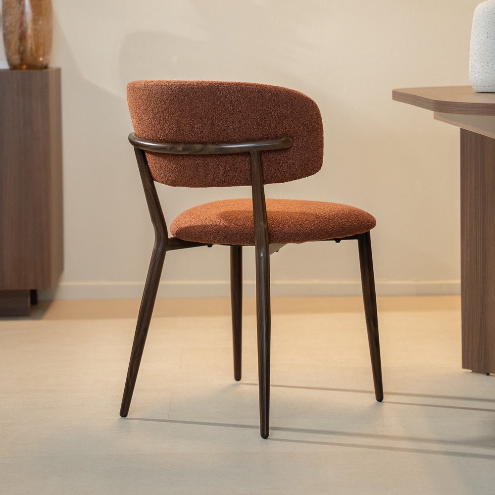 Eetkamerstoelen-Japandi Eetkamerstoel Yura Koper - Walnootlook Frame-Dimehouse