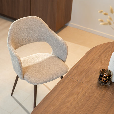 Sedia da sala da pranzo Japandi Yura Taupe - Struttura in effetto noce