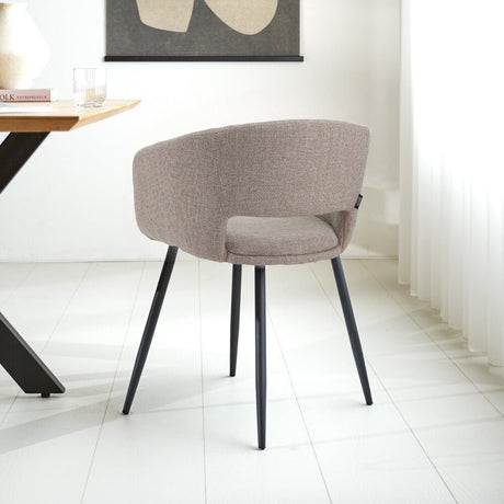 Sedia da pranzo scandinava in tessuto tortora a forma di tazza Don - con braccioli