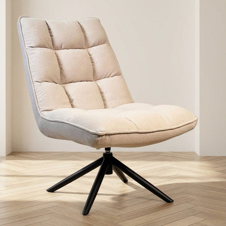 Poltrona girevole Yuki Beige Bouclé Foto d'atmosfera ruotabile a 360° in un interno moderno