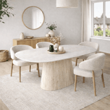 Eettafels - Sintered Stone Marmerlook Travertin Eettafel Lea 180x90 cm - Deens Ovaal - Dimehouse
