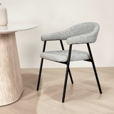 Sedia per sala da pranzo Bouclé Grey Lisa - Struttura Nera