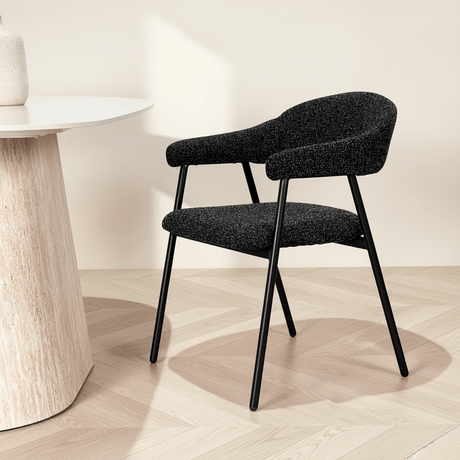 Sedia per sala da pranzo Bouclé Nera Lisa - Struttura Nera