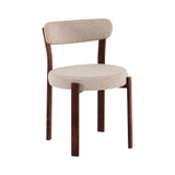 Eetkamerstoelen-Eetkamerstoel bouclé zandkleur Aiko - walnootlook frame - Japandi-Dimehouse