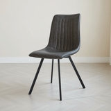 Sedia per sala da pranzo Jimmy PU pelle artificiale antracite