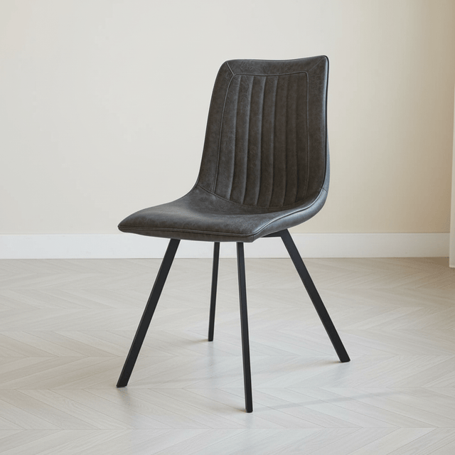 Sedia per sala da pranzo Jimmy PU pelle artificiale antracite