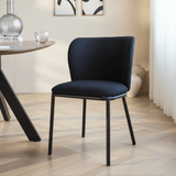 Sedia per sala da pranzo Tessuto Bouclé Nero Tess - Senza braccioli