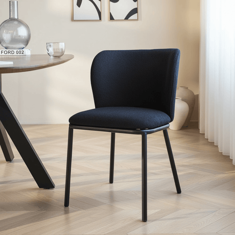 Sedia per sala da pranzo Tessuto Bouclé Nero Tess - Senza braccioli