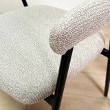 Meubelsets - Complete Meubelset: Lea Eettafel Sintered Stone Marmerlook Travertine - Eiken Frame + 4x Lisa Eetkamerstoelen Bouclé Beige - Dimehouse