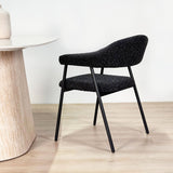 Meubelsets - Complete Meubelset: Lea Eettafel Sintered Stone Marmerlook Travertine - Eiken Frame + 4x Lisa Eetkamerstoelen Bouclé Zwart - Dimehouse