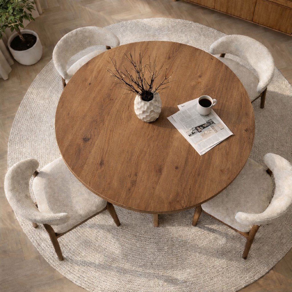 Tavolo da pranzo rotondo Mary in melaminico pino - 125 cm
