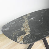 Tavolo da pranzo Dolore 180x90 cm Ovale Danese Effetto Marmo Nero