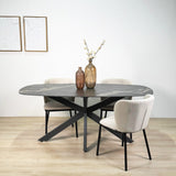 Tavolo da pranzo Dolore 180x90 cm Ovale Danese Effetto Marmo Nero