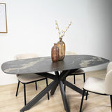 Tavolo da pranzo Dolore 180x90 cm Ovale Danese Effetto Marmo Nero